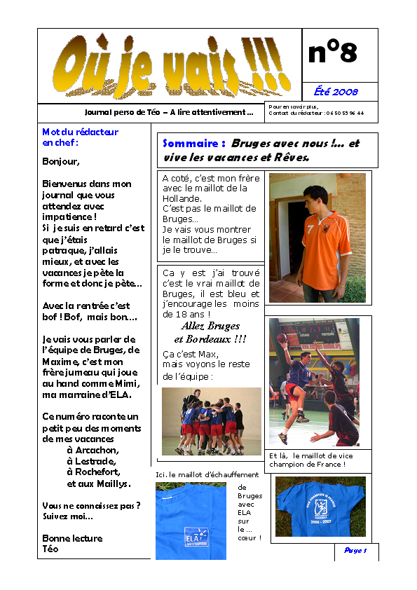 Le journal ÉTÉ 2008 page 1